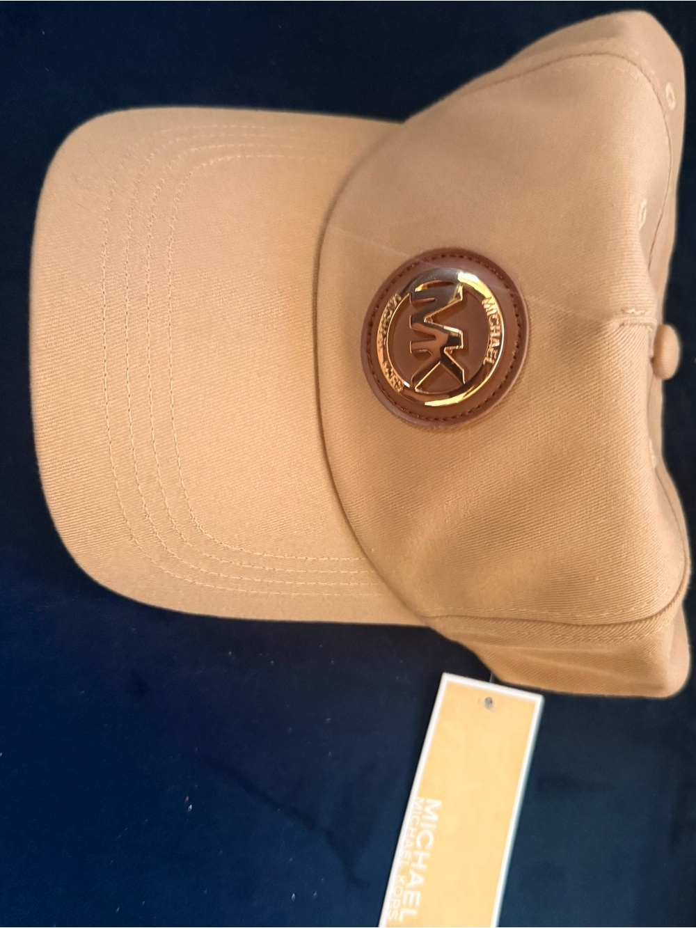 Michael Kors Beige Baseball Cap with Gold Logo - Picture 2 of 4